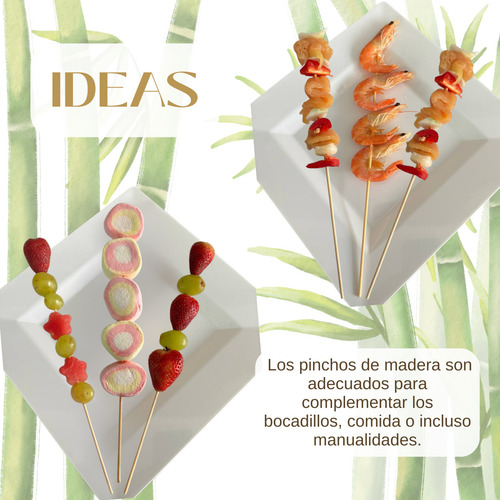 Palo De Bambú Para Brochetas Palillo Madera 25 Cm 1000 Pz