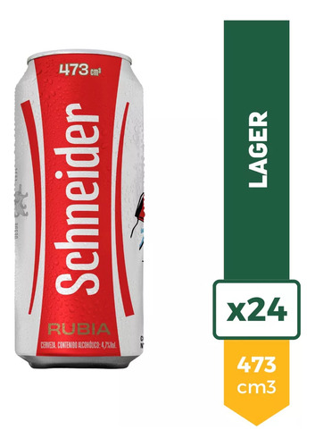 Cerveza Schneider Rubia Lata 473ml Pack X 24 Unid. Almafemi