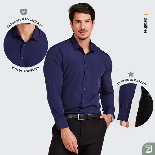 Camisa Social Masculina Manga Longa