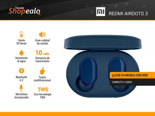 Imagen 2 de 9 de Auriculares In-ear Bluetooth Xiaomi Redmi Airdots 3 Azul