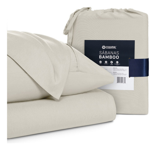 Sábanas King Size De Bambú Esquimal Ultra Suaves Y Frescas | Ecológica | Regulación Térmica | Hipoalergénicas | Para Todo El Año / Beige