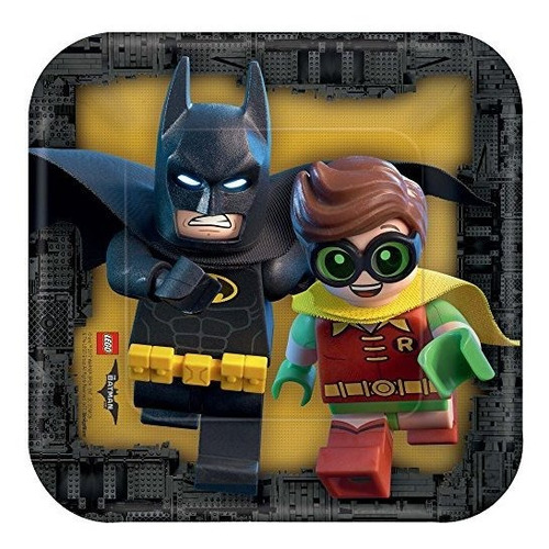 American Greetings Boy.s Lego Batman Square Plate (8 Count),