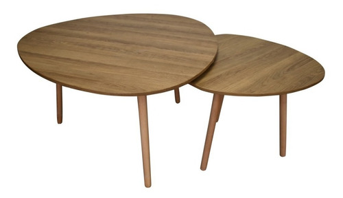 Mesa Moderna Oval Vintage De Madera 2pzas. Hogar Bar Oficina