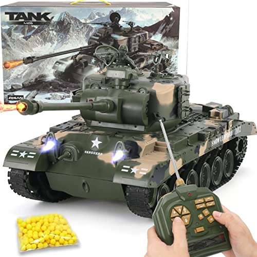 Juguete Tanque Ejército Rc Movil Dispara Balines Luces