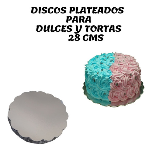 Discos Plateados Para Torta Ingra De 28 Cms ( 50 Und)