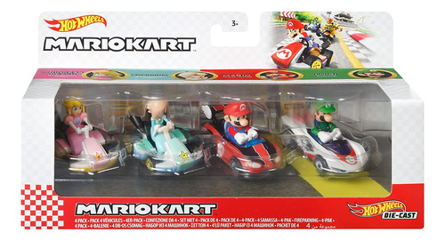 Juego De 4 Vehículos Hot Wheels Mario Kart, 4 Favoritos De L