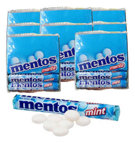 Caramelos Mentos Menta 8 Caja De 12 C/u Total 96 Rollos