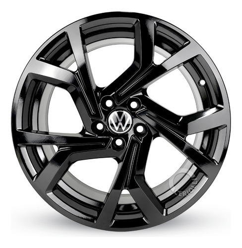 Jogo De Rodas Aro 17 5x100 Polo Gts Virtus Fox R94 + Bicos Cor Black Piano 5x100