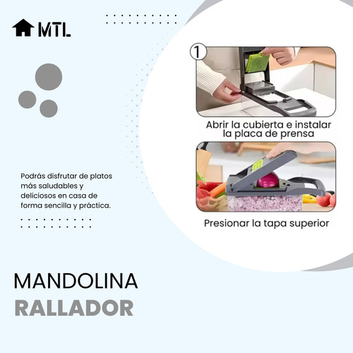 Mandolina Cortador Picador Rallador De Verduras Mtl Cocina Multifunción 9 Piezas Cuchillas Intercambiables Acero Inoxidable Con Recipiente Antideslizante Resistente Práctica Profesional
