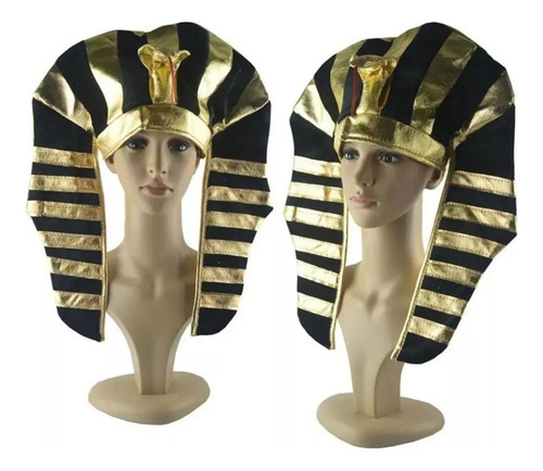 Gorro Tocado Faraón Egipciodorado, Unisex, Estándar. Cosplay