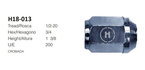 Tuerca Cromada 35mm Birlo 1/2-20 Para F350 84-87 Kit Con 4