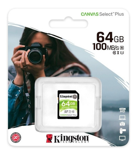 Memoria Sd Kingston Canvas Select Plus 64gb Clase 10 100mb/s