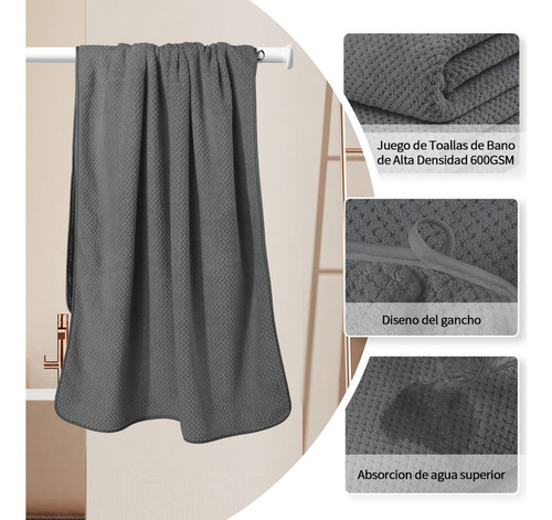 A 2 Piezas Tuallas Toallas Baño Completo Grande 70×140 Cm