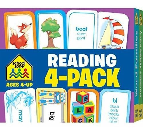 School Zone - Reading Flash Card 4-pack - Ages 4 And, De School Z. Editorial School Zone Publishing En Inglés