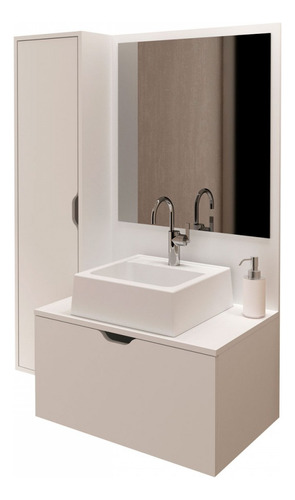 Armário De Banheiro Com Cuba Branco Bn3628 - Tecno Mobili