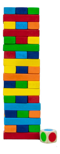Torre De Colores De Madera Juego Habilidad Ingenio 54 Piezas