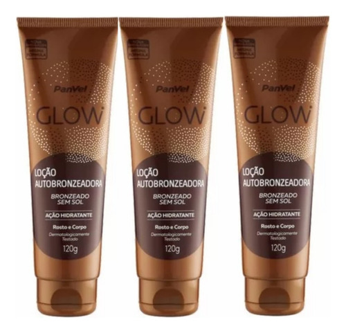 3 Loção Autobronzeadora Corporal Panvel Glow 120g