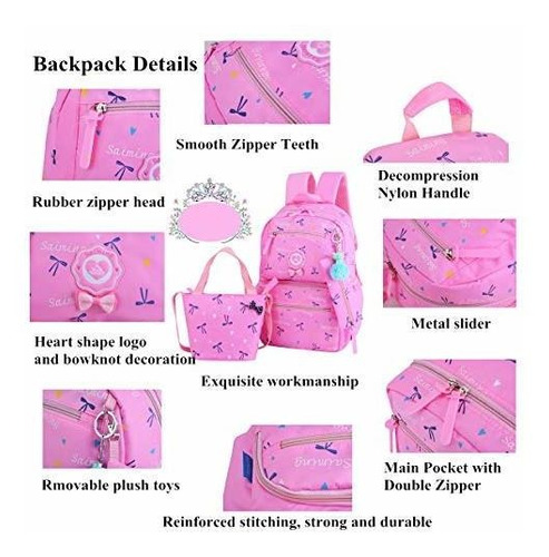 Vidoscla - Mochila Con Impresión De Corazón, 3 Unidades, Pú