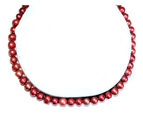 Collar  Perla Cultivada 8-9 Mm Agua Dulce Color Cobrizo