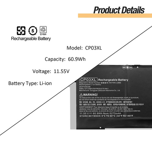 Batería Para Hp Portátil Cp03xl Orig