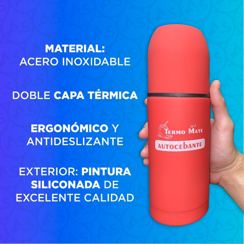 Imagen 4 de 10 de Termo Matero Autocebante Mate Chico Acero Inoxidable 400ml