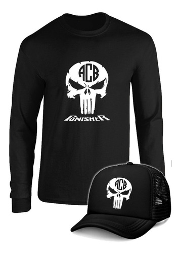 Camibuso Manga Larga Con Gorra Combo The Punisher