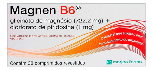Magnen B6 30 Comprimidos Sem Sabor