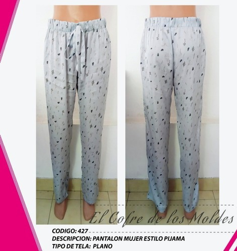 Molde  Pantalon Pijama Mujer, Pack Talles 3xl Al 7xl