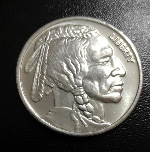 Moneda 1 Onza, Plata .999, Liberty Indian Buffalo, U. S. A