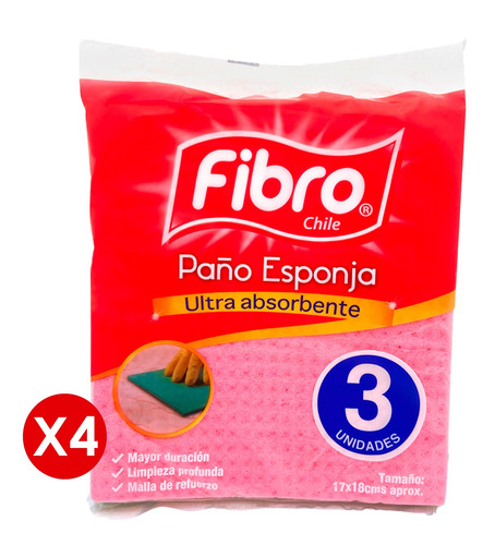 Fibro Pack 4 Paq Paño Esponja Trio G3