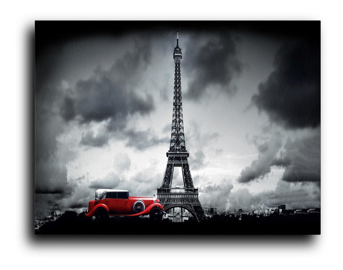 Cuadro Decorativo Canvas Torre Eiffel Auto Antiguo Art 60*80