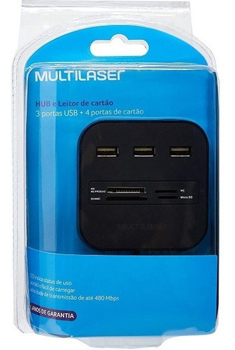 Hub Usb 2.0 3 Portas+leitor De Cartao Univ. Multilaser Ac121