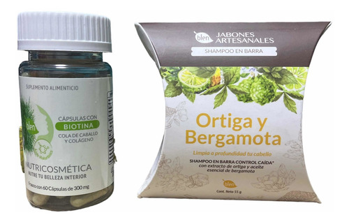 Set Control Caida Shampoo De Ortiga, Biotina Y Colageno Caps