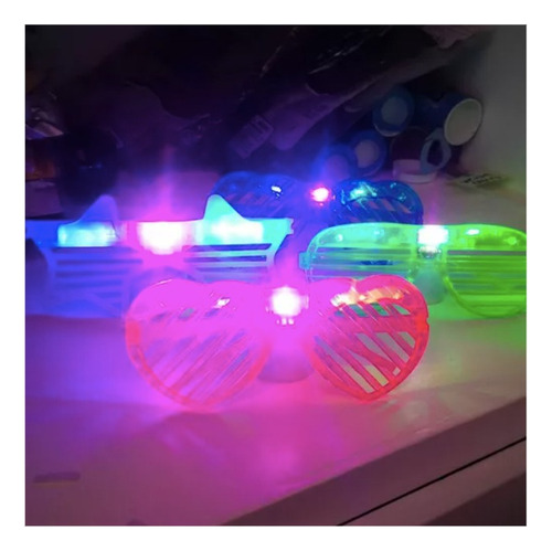 36 Pzas De Gafas Neon Con Luz Led 15 Cm 4 Colores Diferentes Diseño Lentes