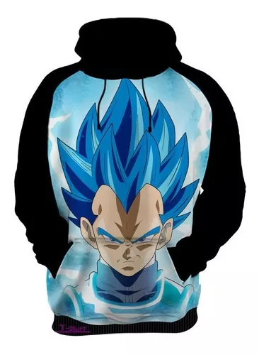 Blusa De Moletom Dragon Ball Goku E Vegeta Super Saiyajin Blue Anime Desenho  - Estampado