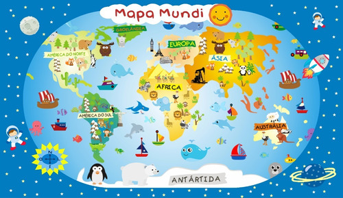Mapa Mundo Infantil Adesivo Parede Decorativo