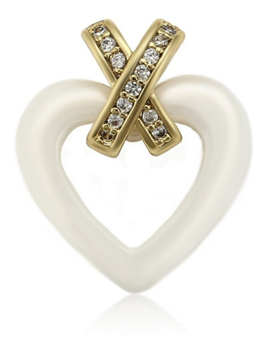 Dije Corazón Oro 14k Lam Cerámica Diamantada Premium  