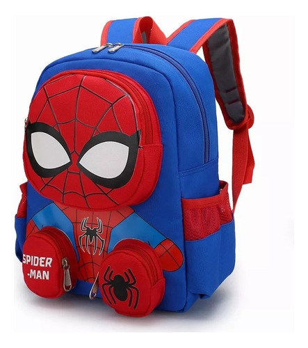 Mochila Spiderman For Niño De Kinder Azul Nueva