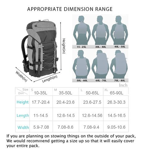 Funda Impermeable Para Mochila, Ajustable (25 A 45 L)