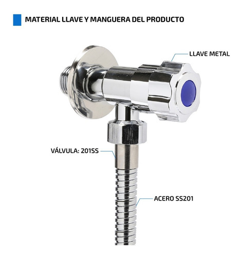 Imagen 5 de 9 de Griferia Ducha De Mano Shattaf Para Baño Bidet Con Valvula