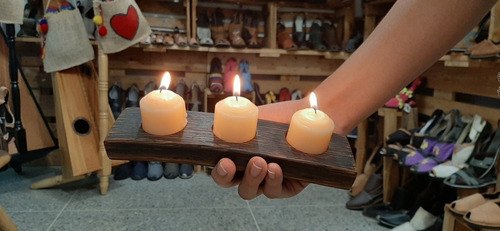 Imagen 4 de 5 de Porta Velas De Madera De Barril Barriles Duela Roble Blanco