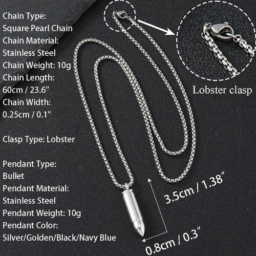 Vbsut Collares Con Colgantes De Bala De Acero Inoxidable Y