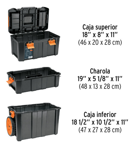 Caja Herramienta Con Ruedas Desmontable Truper 102644 Negro