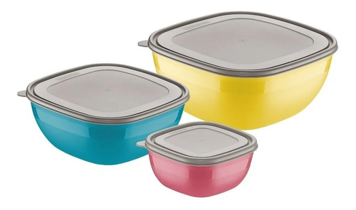 Juego Potes Mix Color Tramontina Contenedor C/ Tapa Bowl