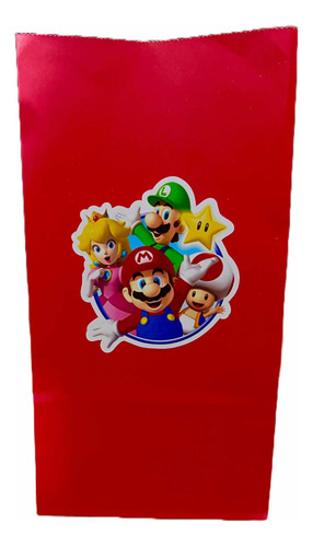 Pack 12  Bolsas Diseño De Mario Bross +12 Stickers De Cierre