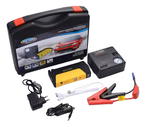 Arrancador Auto Moto Cargador Bateria Portatil + Compresor