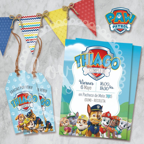 Kit Imprimible Paw Patrol. Patrulla Canina. Cumple+candy Bar