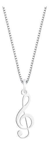 Colar Corrente De Nota Musical Clave Em Prata 925 Cor Prateado