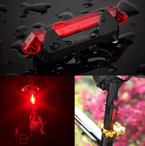 Imagem 3 de 6 de Lanterna Traseira Bike Sinalizador Led Pisca Usb Audax