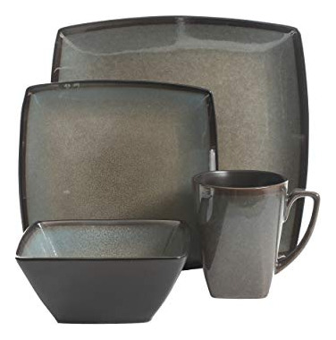 Juego De Vajilla Gibson Elite Tequesta 16piece Square Taupe